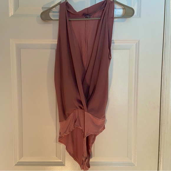 Bodysuit with Plunge Neckline - Dusty Rose - Picture 1 of 5